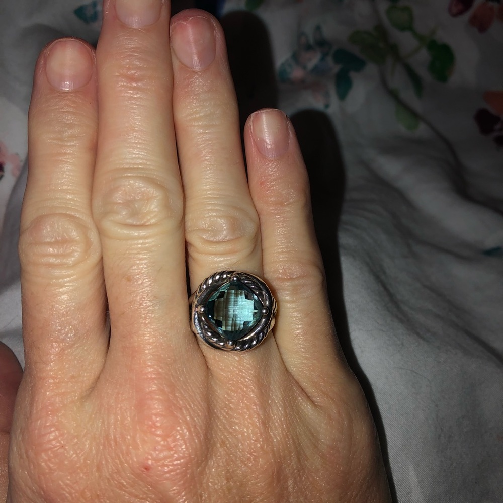David Yurman Blue Topaz Infinity ring Size 7